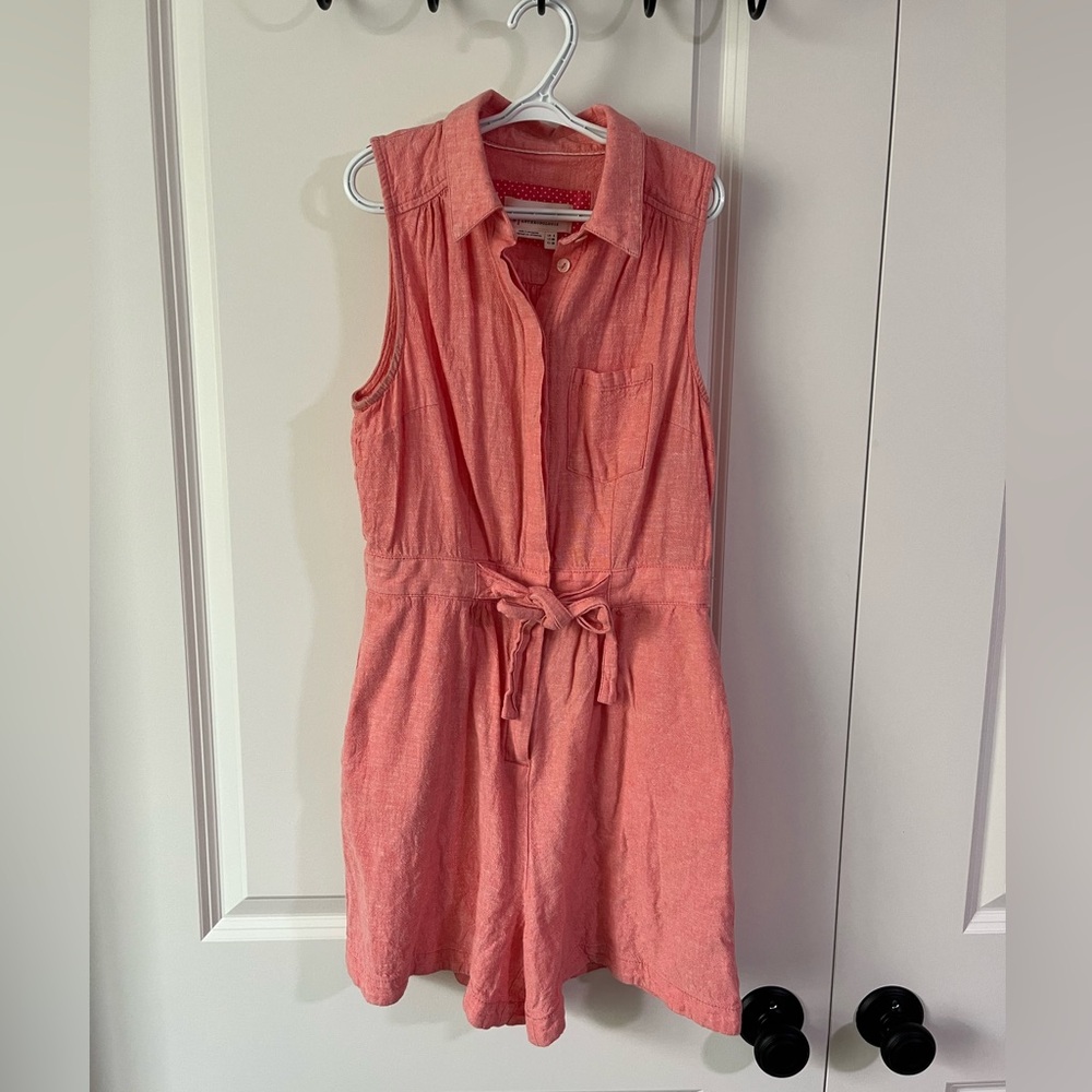 Anthropologie Linen Blend Collared Romper- Size US 00